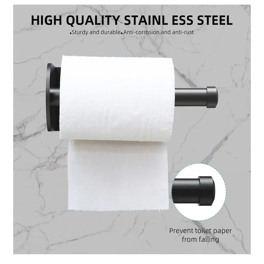 Toilet Paper Holder, Self Adhesive, Stainless Steel‎ Black - Picture 3 of 3